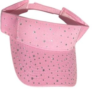 Sun visor rhinestone hat pink adjustable strap NWT